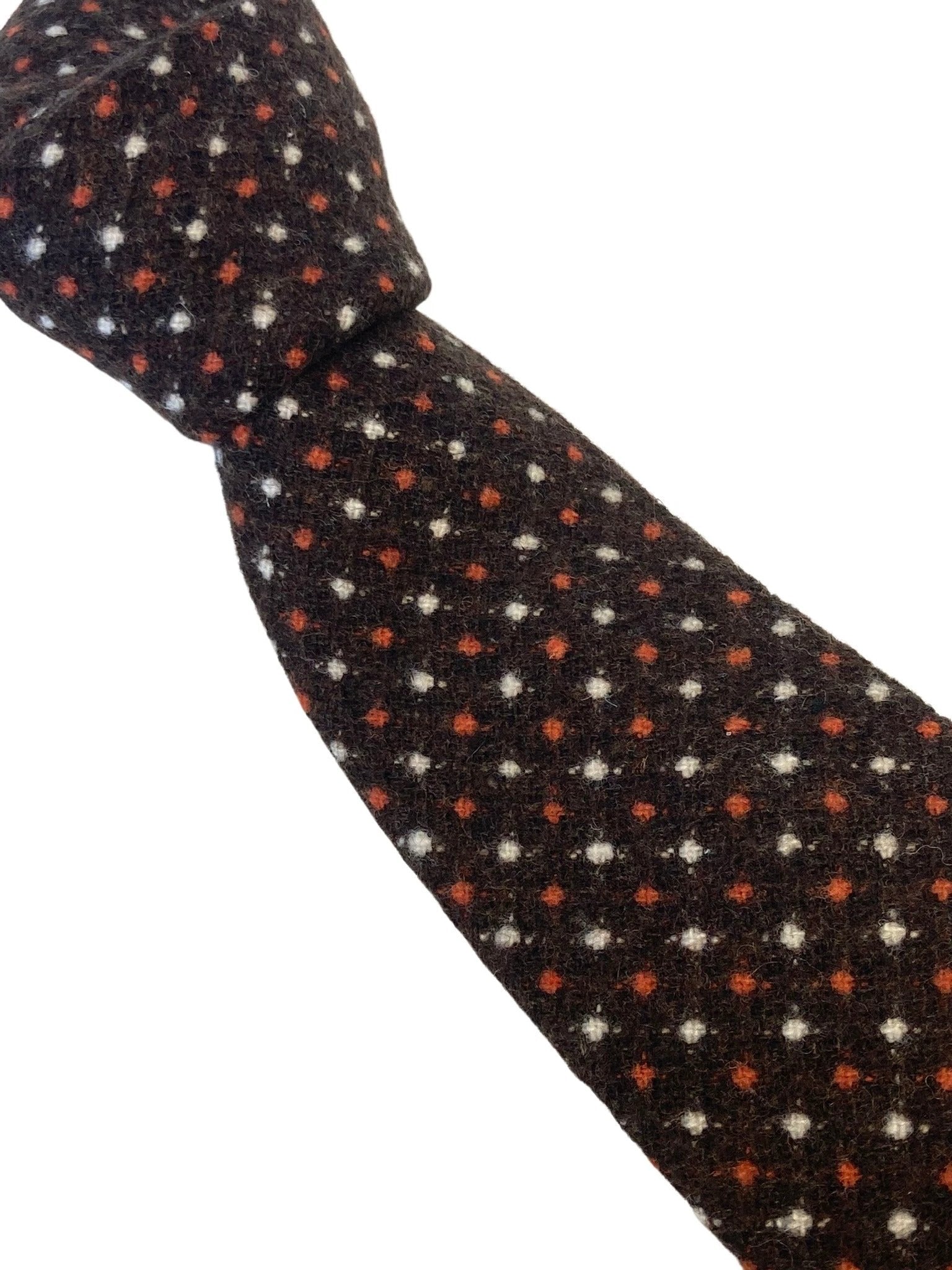 Chocolate Brown Wool Tie With Polka Spot Design - Handcrafted By Frederick Thomas For The Modern Professional by Frederick Thomas Handmade Mens Ties