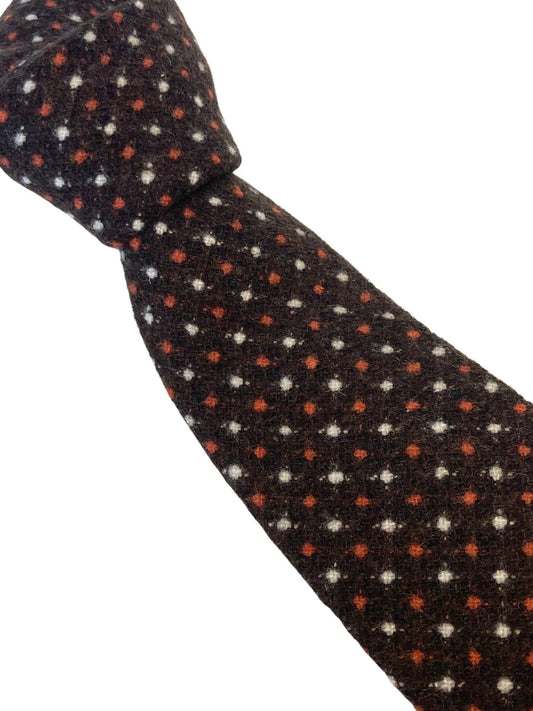 Chocolate Brown Wool Tie With Polka Spot Design - Handcrafted By Frederick Thomas For The Modern Professional by Frederick Thomas Handmade Mens Ties