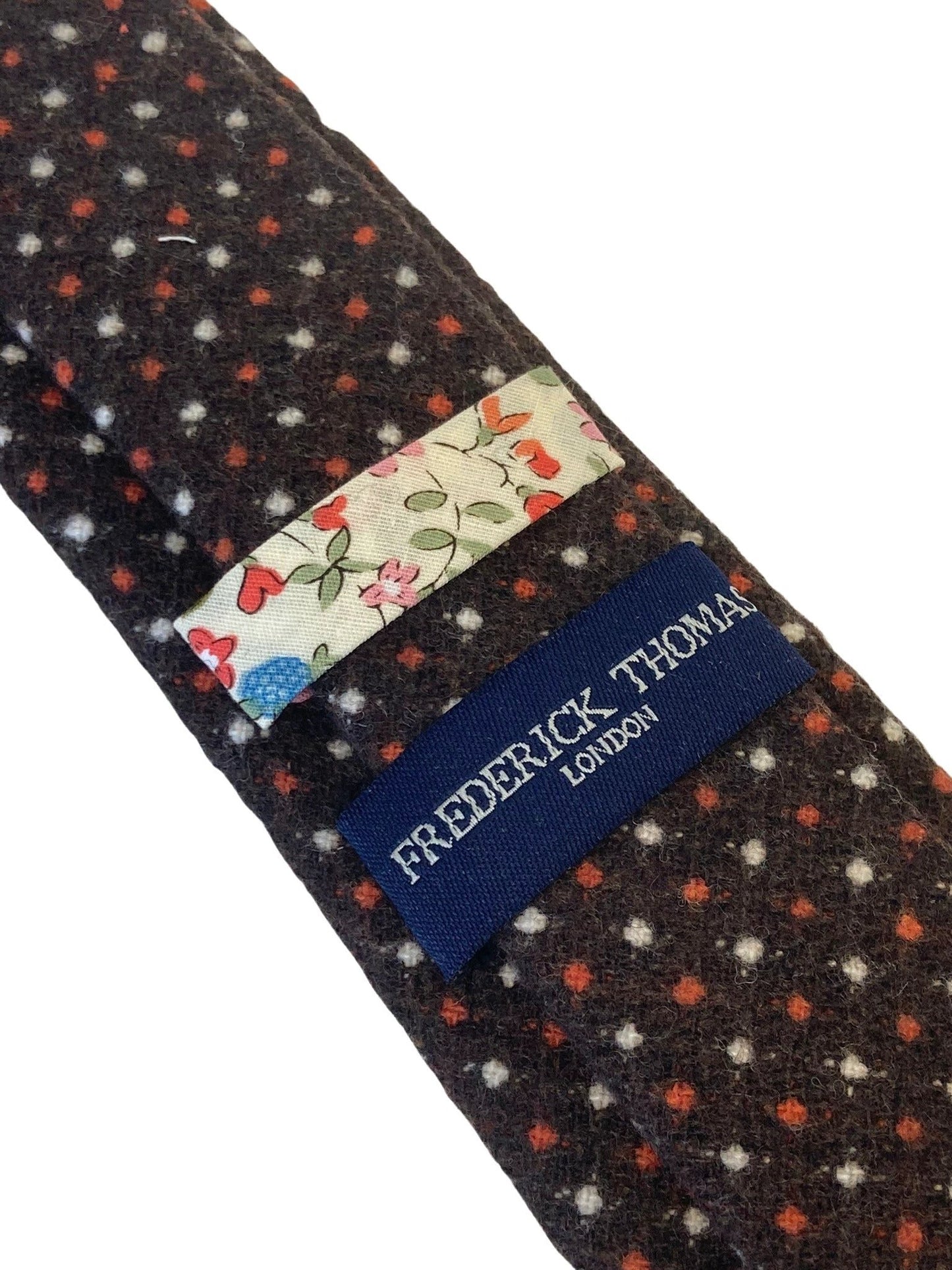 Chocolate Brown Wool Tie With Polka Spot Design - Handcrafted By Frederick Thomas For The Modern Professional by Frederick Thomas Handmade Mens Ties