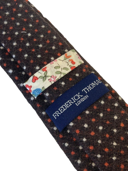 Chocolate Brown Wool Tie With Polka Spot Design - Handcrafted By Frederick Thomas For The Modern Professional by Frederick Thomas Handmade Mens Ties
