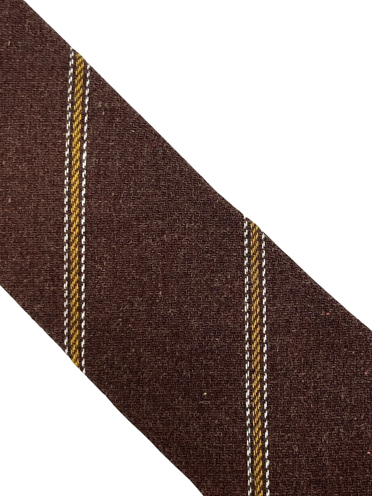 Chocolate Brown And Yellow Gold Club Striped School Style Cotton Tie - Handcrafted Collegiate Elegance by Frederick Thomas Handmade Mens Ties