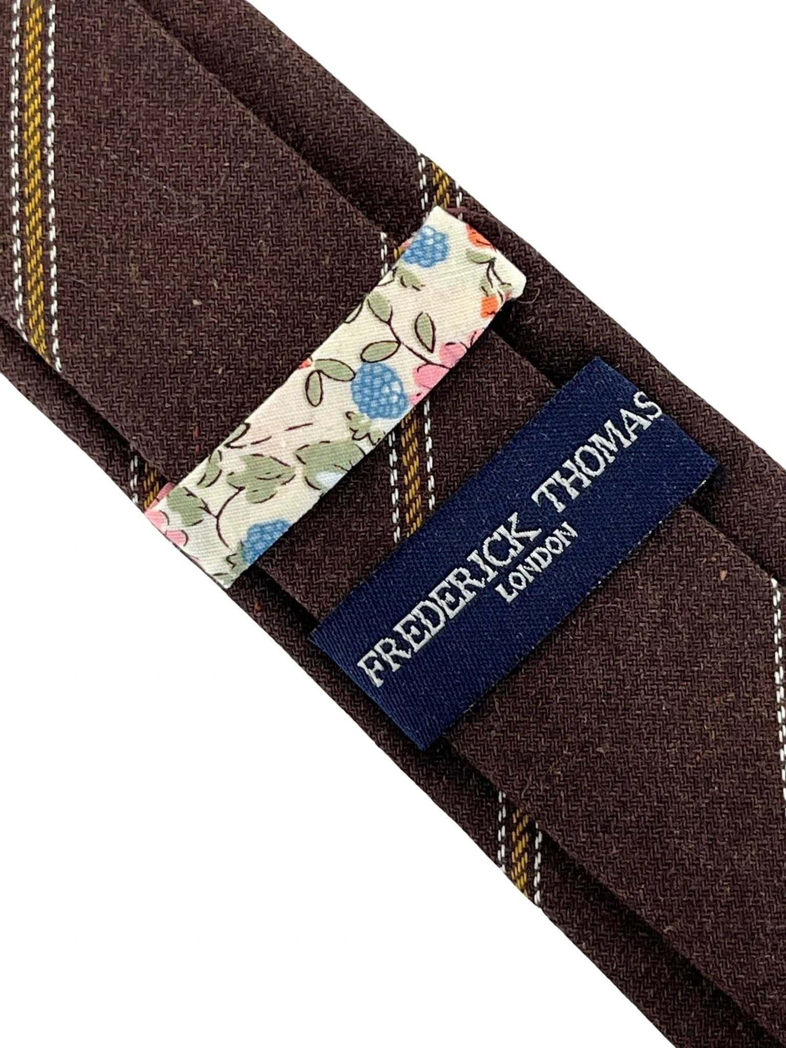 Chocolate Brown And Yellow Gold Club Striped School Style Cotton Tie - Handcrafted Collegiate Elegance by Frederick Thomas Handmade Mens Ties