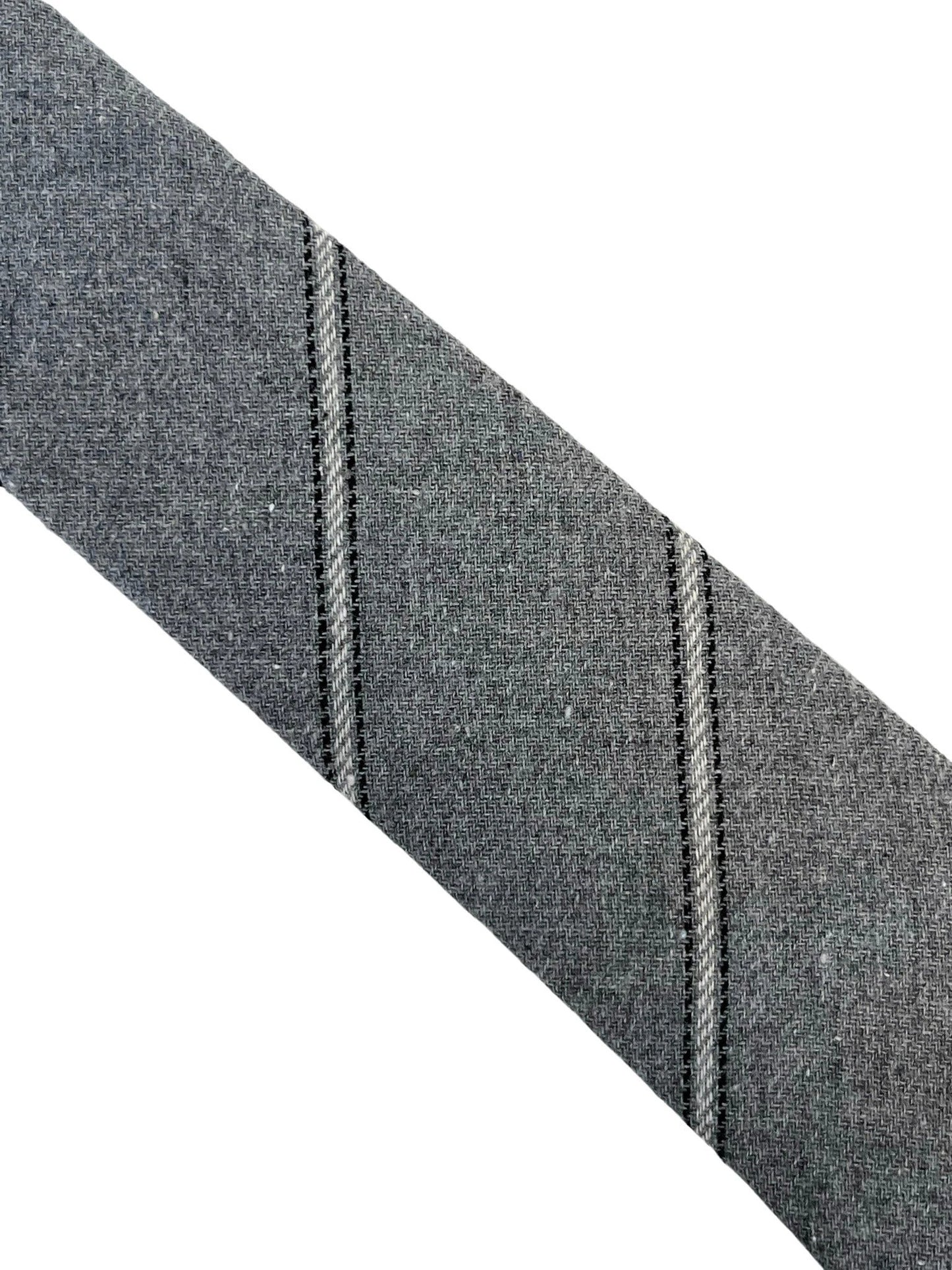 Light Silver Grey and Ivory Club Striped School Style Cotton Tie by Frederick Thomas Handmade Mens Ties