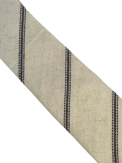 Ivory Cream Cotton Tie - Navy And Fine Red Stripe Design, Handmade By Frederick Thomas For The Luxury Professional by Frederick Thomas Handmade Mens Ties
