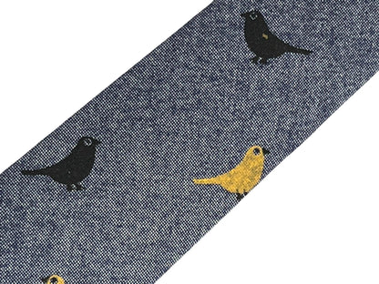 Denim Medium Blue Cotton Tie With Bird Design - Handmade By Frederick Thomas For A Refined Look by Frederick Thomas Handmade Mens Ties