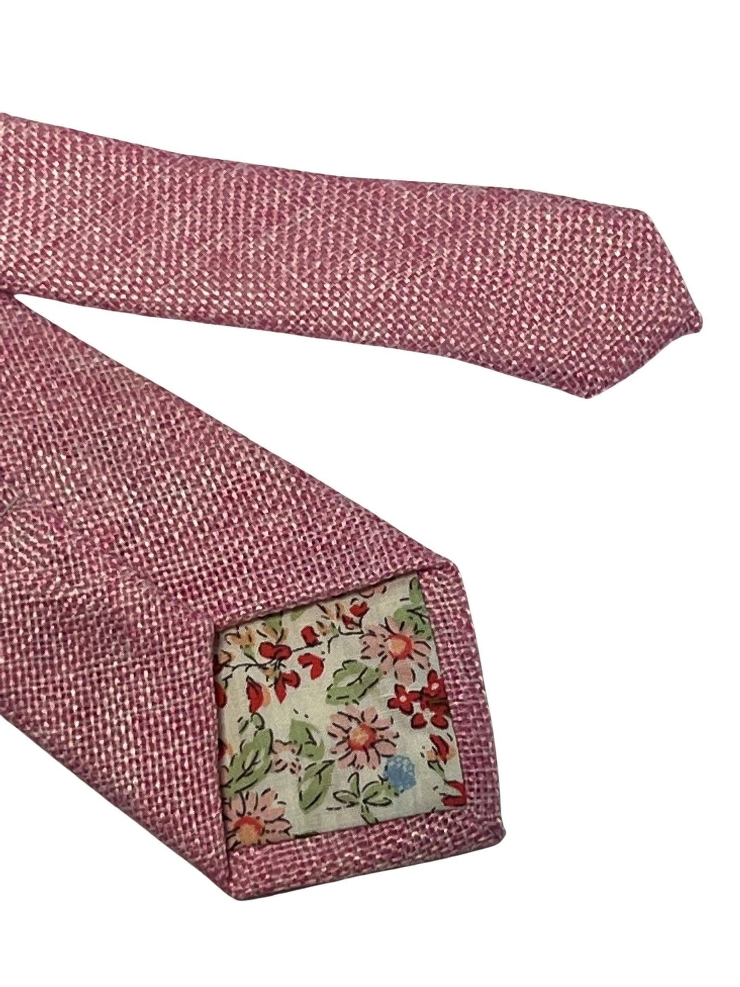candy carnation flamingo pink linen tie by Frederick Thomas Handmade Mens Ties