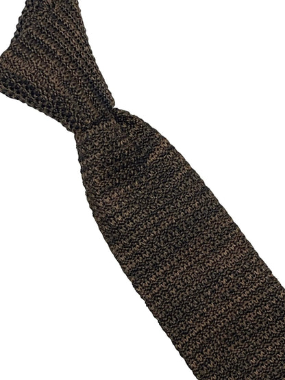 brown and black speckled knitted silk tie by Frederick Thomas Handmade Mens Ties