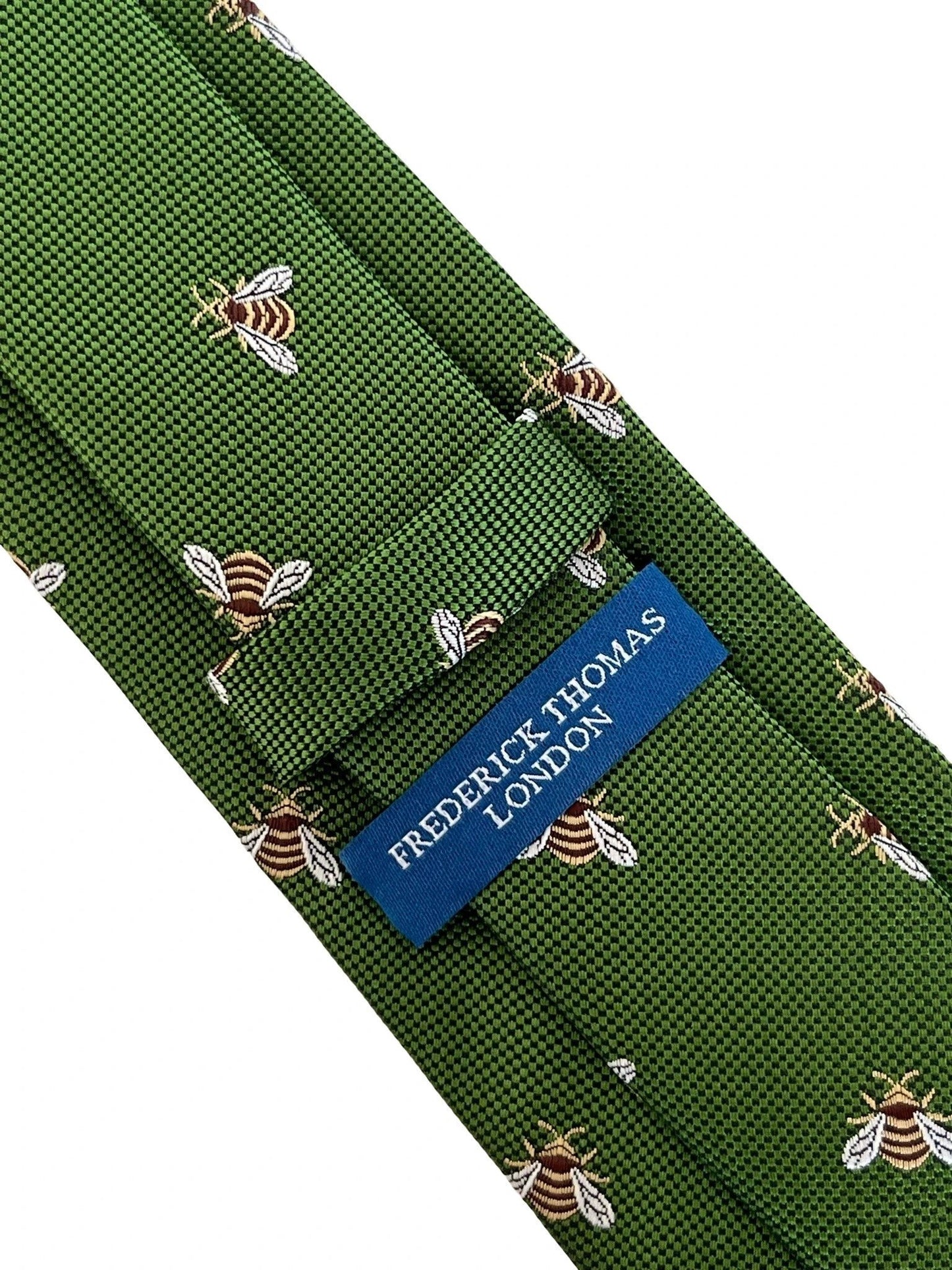 Fern Apple Green Tie With Honey Bumblebee Design - Handcrafted Elegance For The Professional Wardrobe by Frederick Thomas Handmade Mens Ties