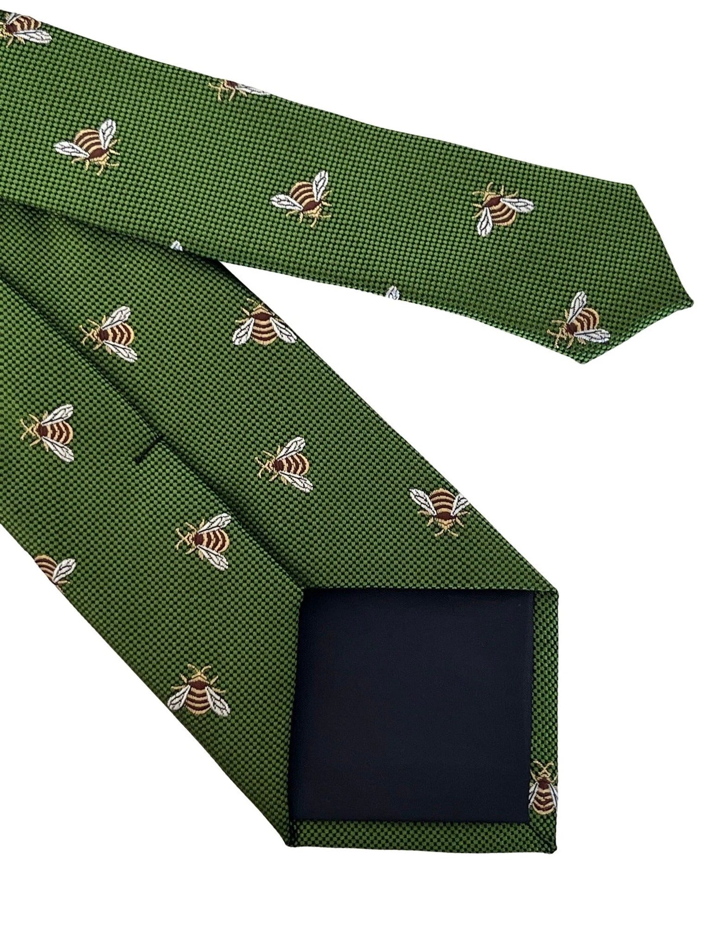 Fern Apple Green Tie With Honey Bumblebee Design - Handcrafted Elegance For The Professional Wardrobe by Frederick Thomas Handmade Mens Ties