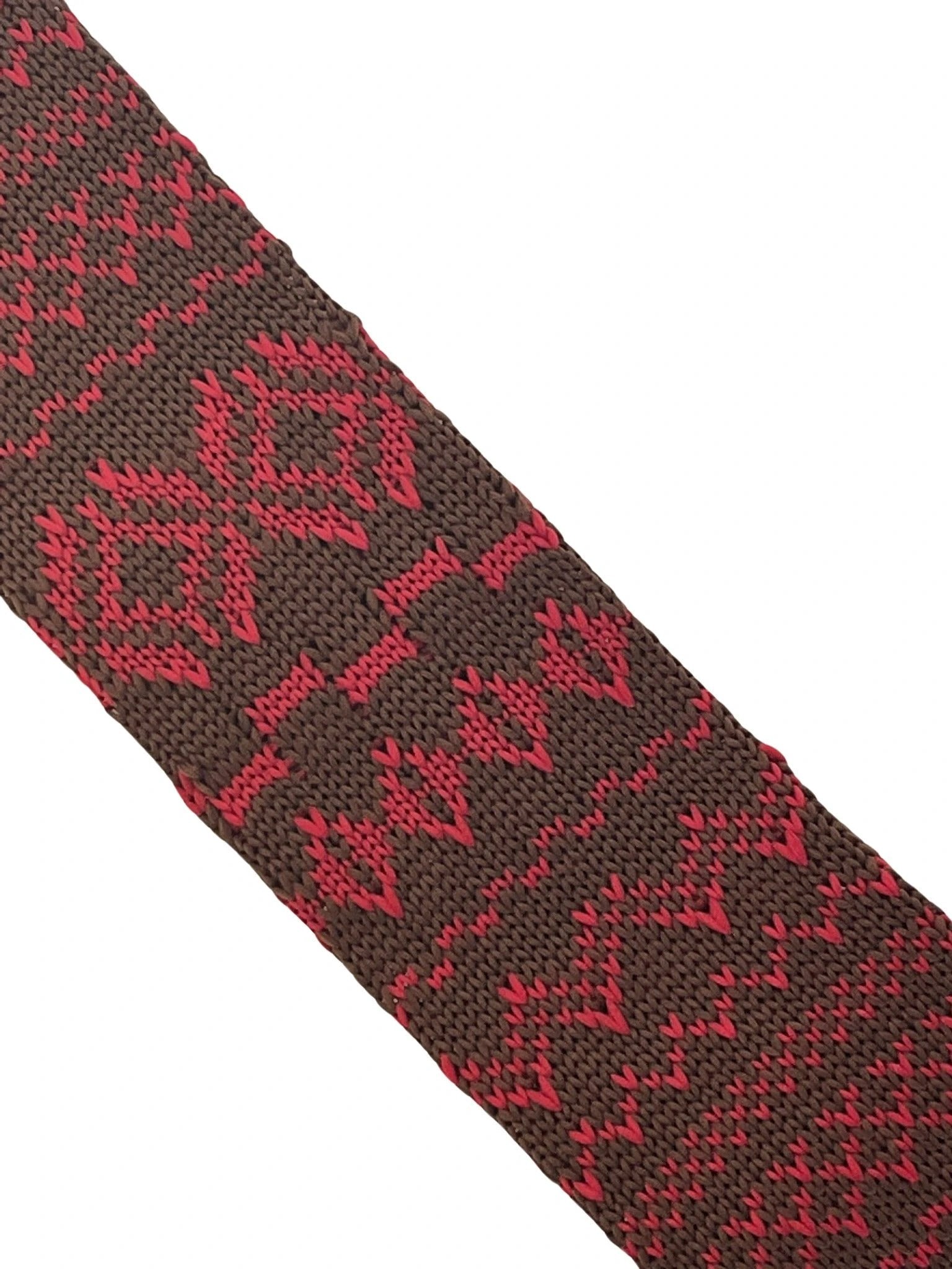 Frederick Thomas Brown And Red Nordic Design Knitted Silk Tie - Handmade Luxury For The Discerning Professional by Frederick Thomas Handmade Mens Ties