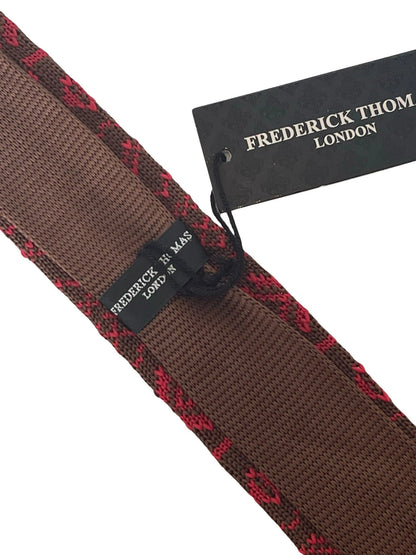 Frederick Thomas Brown And Red Nordic Design Knitted Silk Tie - Handmade Luxury For The Discerning Professional by Frederick Thomas Handmade Mens Ties