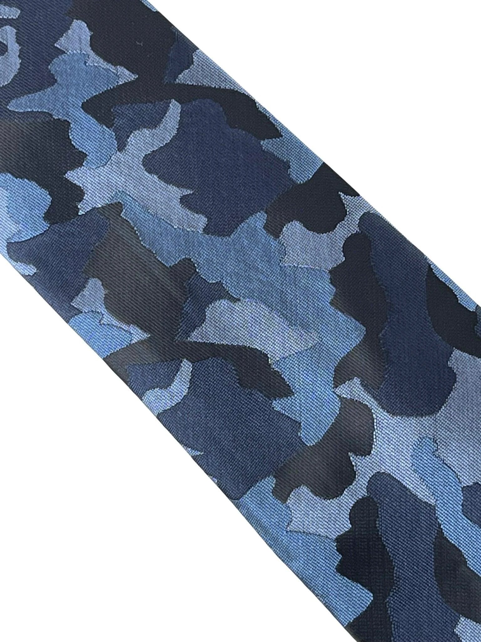 Navy Blue Camouflage Design Tie 147cm Length Frederick Thomas Handmade by Frederick Thomas Handmade Mens Ties
