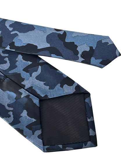 Navy Blue Camouflage Design Tie 147cm Length Frederick Thomas Handmade by Frederick Thomas Handmade Mens Ties