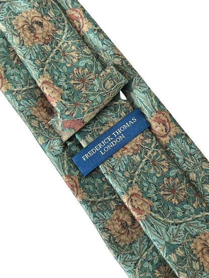 Green William Morris Pimpernel Style Design Tie - Handmade By Frederick Thomas For Luxury Professional Style 8 cm Wide by Frederick Thomas Handmade Mens Ties
