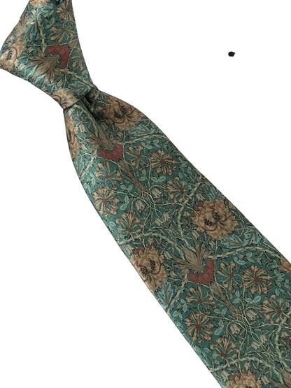 Green William Morris Pimpernel Style Design Tie - Handmade By Frederick Thomas For Luxury Professional Style 8 cm Wide by Frederick Thomas Handmade Mens Ties