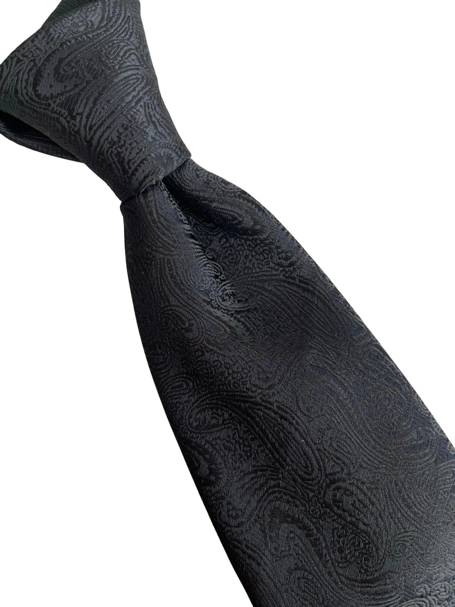 Frederick Thomas Handmade Tie - Timeless Black Paisley Design For Subtle Elegance by Frederick Thomas Handmade Mens Ties