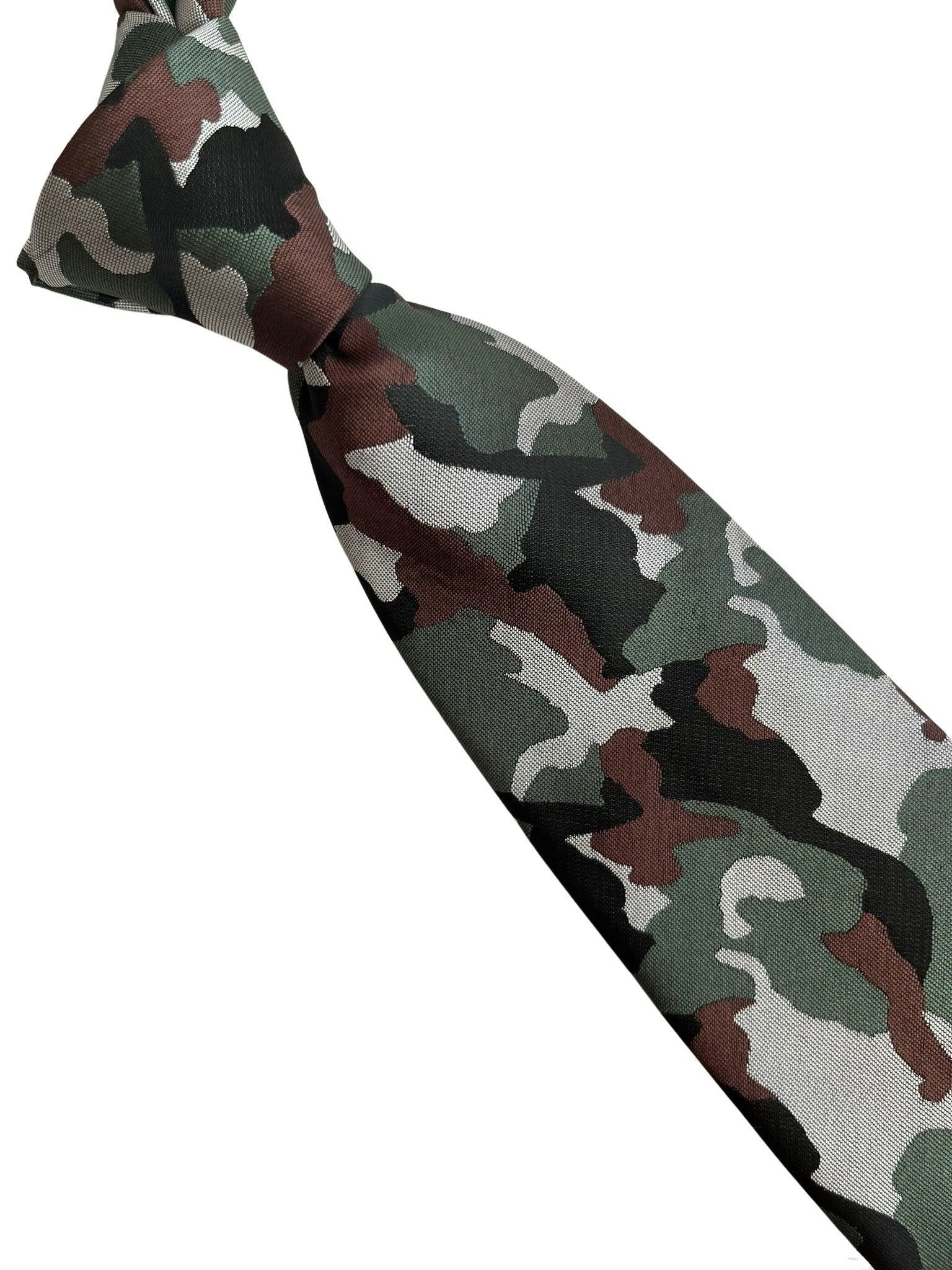 Frederick Thomas Army Camouflage Forest Green And Brown Handmade Tie - Luxury Craftsmanship Meets Bold Camouflage by Frederick Thomas Handmade Mens Ties
