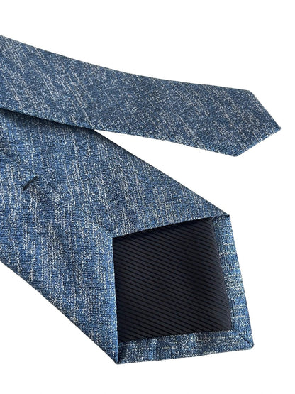 Medium Blue and White Scratched Design Tie by Frederick Thomas Handcrafted Luxury for Subtle Professional Impression by Frederick Thomas Handmade Mens Ties
