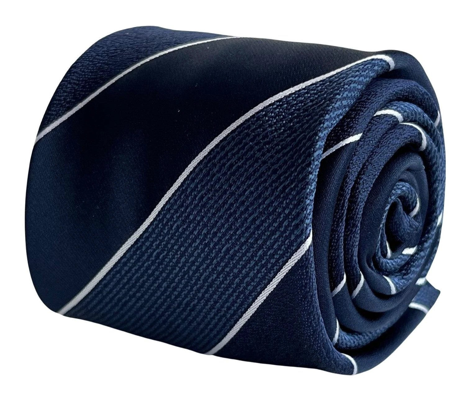 Frederick Thomas Navy And Medium Blue Classic Club Stripe Tie by Frederick Thomas Handmade Mens Ties