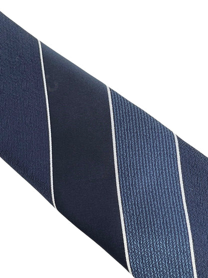 Frederick Thomas Navy And Medium Blue Classic Club Stripe Tie by Frederick Thomas Handmade Mens Ties