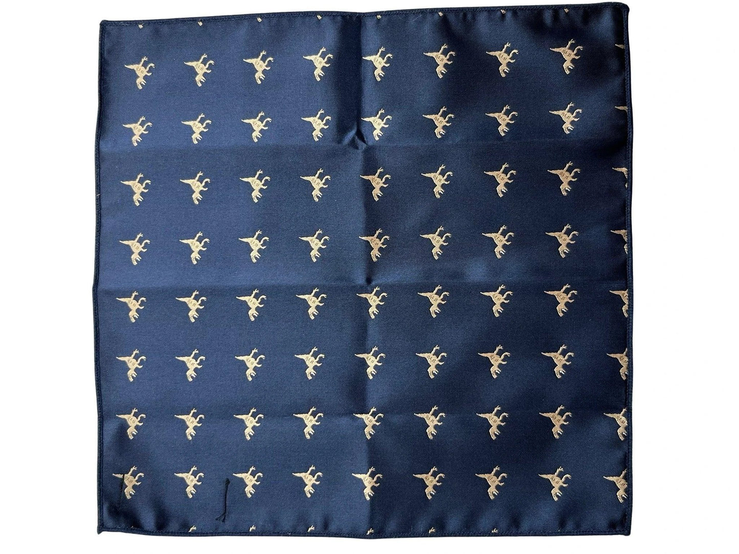 Navy Pocket Square With Embroidered T-Rex Design - Handmade By Frederick Thomas For Timeless Formal Style by Frederick Thomas Handmade Mens Ties