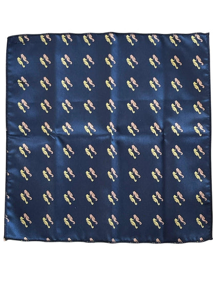 Frederick Thomas Navy Blue Pocket Square - Hand Embroidered Seahorse For Subtle Nautical Style by Frederick Thomas Handmade Mens Ties