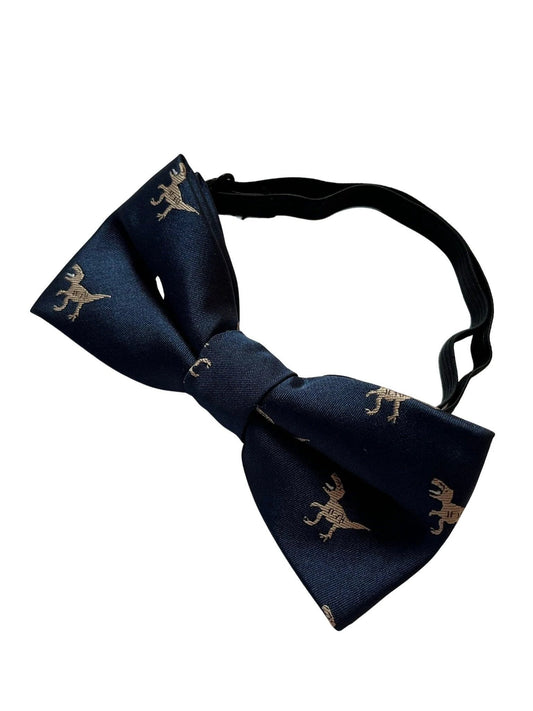 Navy Child's Bow Tie With T-Rex Embroidered Design - Pre-Tied For Easy Wear And Polished Play by Frederick Thomas Handmade Mens Ties