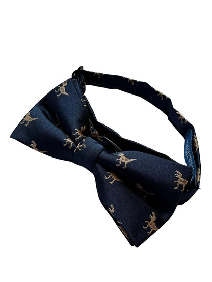 Navy Adult Bow Tie With T-Rex Embroidered Design - Classic Navy Elegance With Playful Dinosaur Motif by Frederick Thomas Handmade Mens Ties