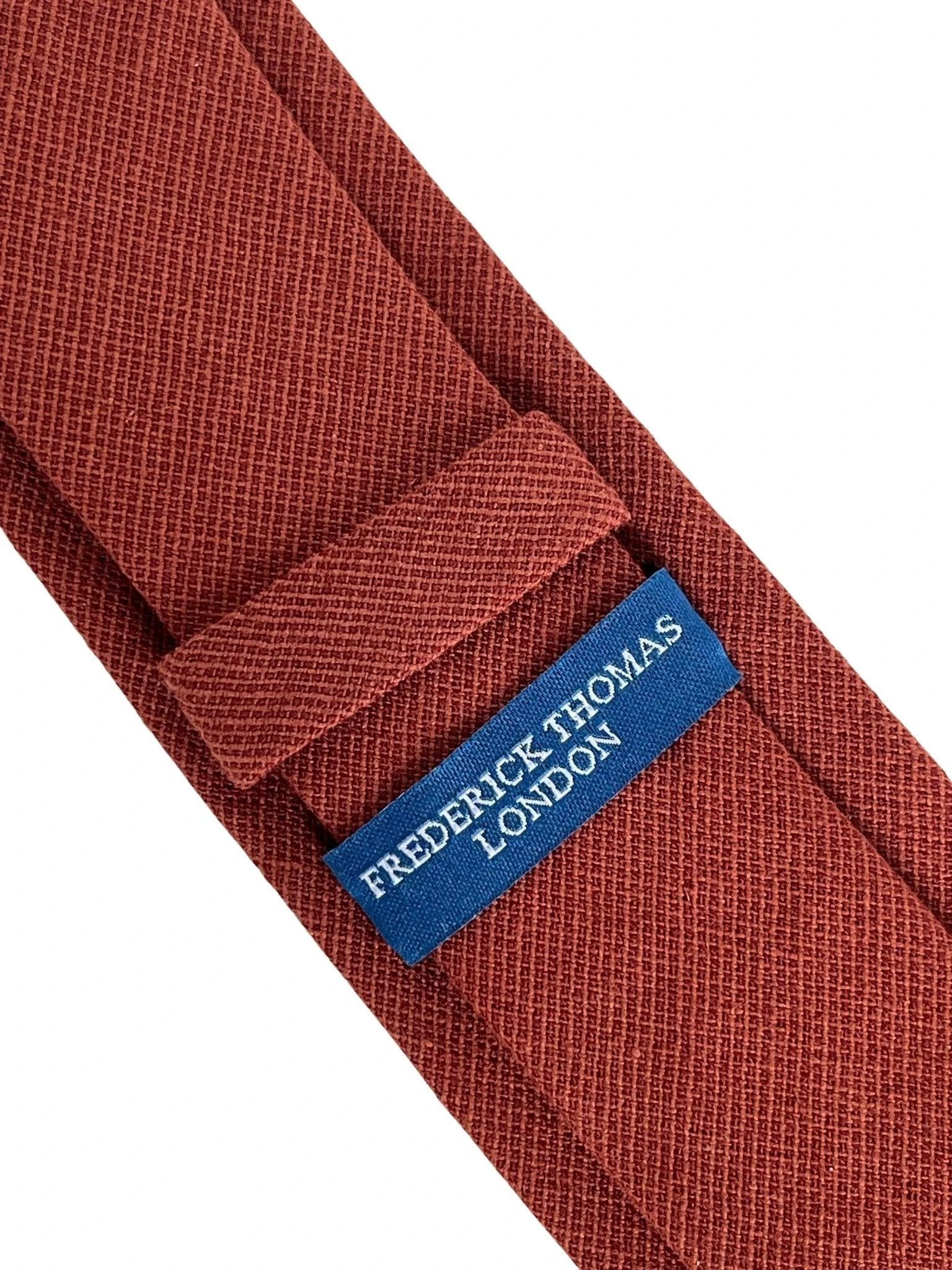 Copper Brick Brown Rusty Cotton Tie - Handmade By Frederick Thomas For The Luxury Professional by Frederick Thomas Handmade Mens Ties