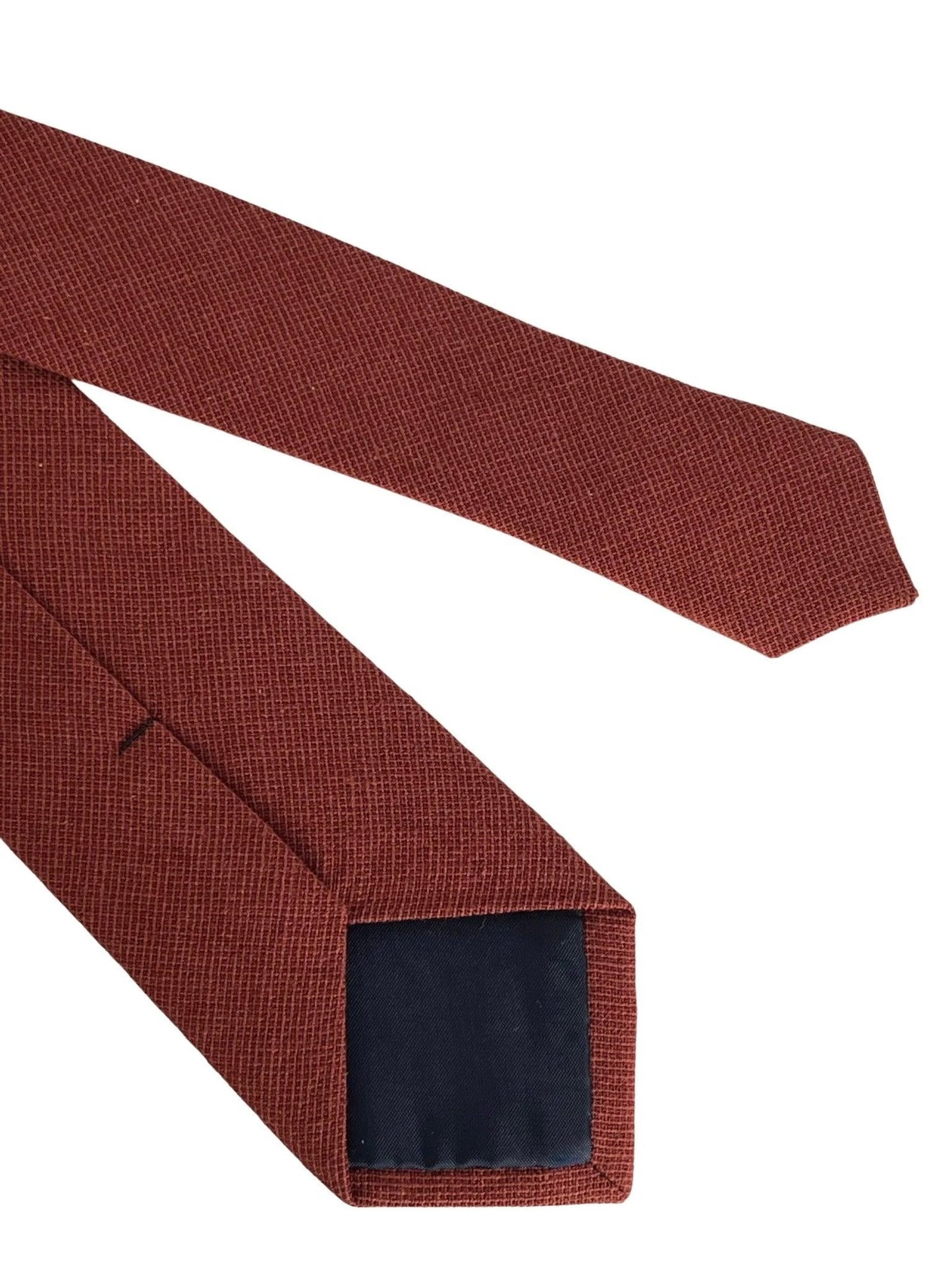 Copper Brick Brown Rusty Cotton Tie - Handmade By Frederick Thomas For The Luxury Professional by Frederick Thomas Handmade Mens Ties