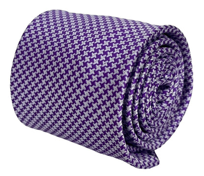 Cadbury Purple And White Dogtooth Check Tie - Handmade By Frederick Thomas For A Luxurious Professional Look by Frederick Thomas Handmade Mens Ties
