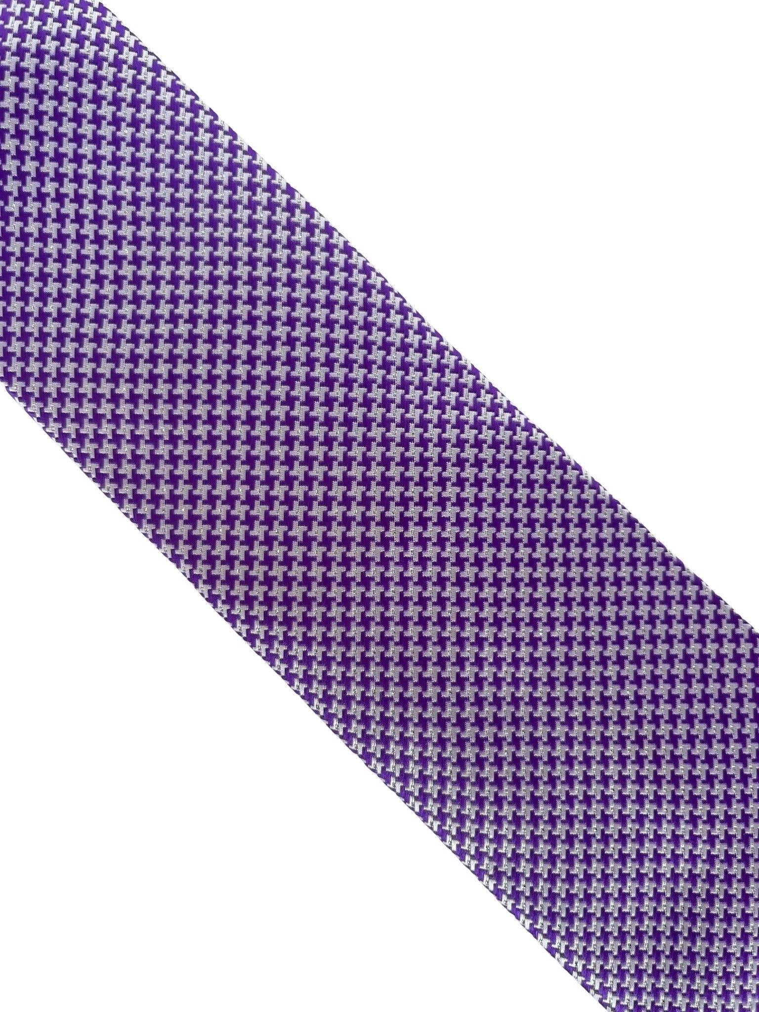 Cadbury Purple And White Dogtooth Check Tie - Handmade By Frederick Thomas For A Luxurious Professional Look by Frederick Thomas Handmade Mens Ties