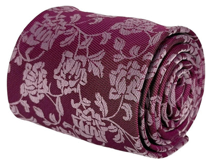 Magenta Pink Tie With Floral Design - Handmade By Frederick Thomas For A Confident Contemporary Formal Statement by Frederick Thomas Handmade Mens Ties