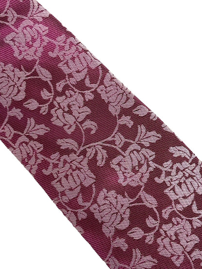 Magenta Pink Tie With Floral Design - Handmade By Frederick Thomas For A Confident Contemporary Formal Statement by Frederick Thomas Handmade Mens Ties