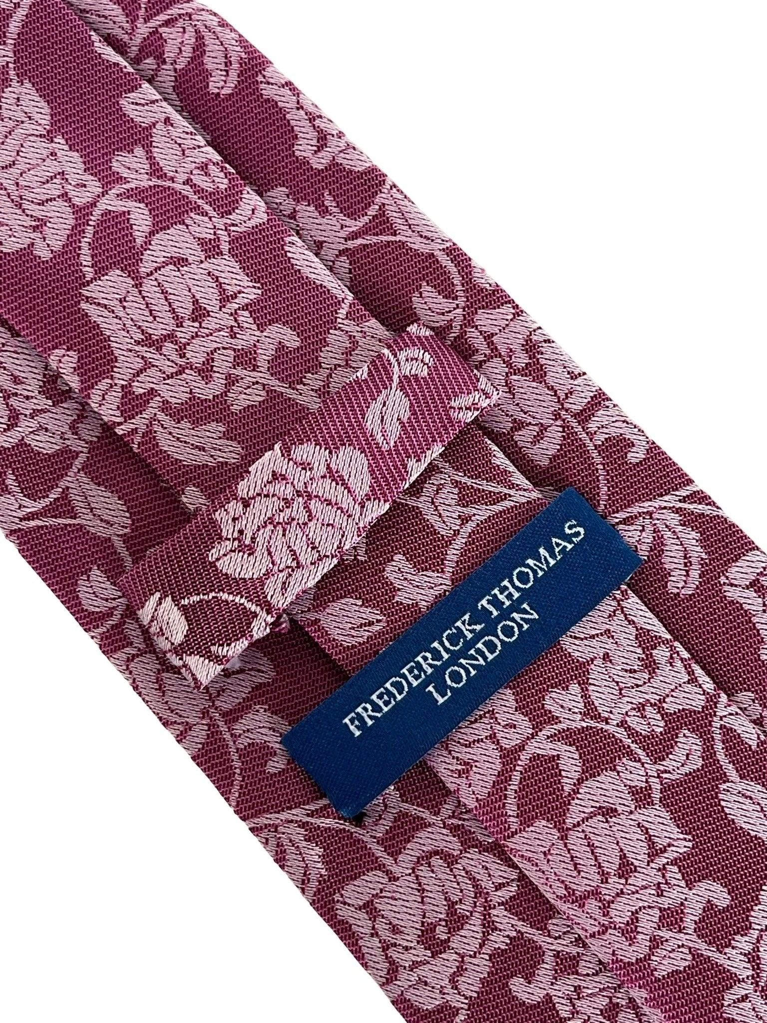 Magenta Pink Tie With Floral Design - Handmade By Frederick Thomas For A Confident Contemporary Formal Statement by Frederick Thomas Handmade Mens Ties