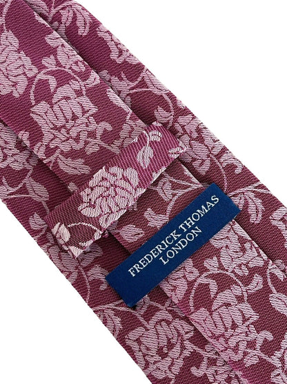 Magenta Pink Tie With Floral Design - Handmade By Frederick Thomas For A Confident Contemporary Formal Statement by Frederick Thomas Handmade Mens Ties