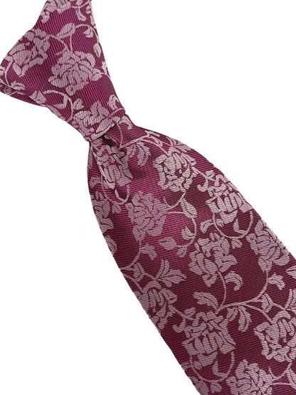Magenta Pink Tie With Floral Design - Handmade By Frederick Thomas For A Confident Contemporary Formal Statement by Frederick Thomas Handmade Mens Ties