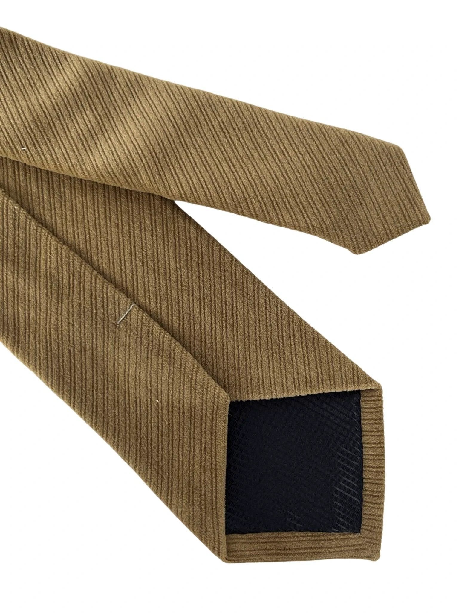 Gold Coffee Biscuit Fawn Brown Velvet Feel Tie - Handcrafted Velvet Finish For Subtle Luxury by Frederick Thomas Handmade Mens Ties