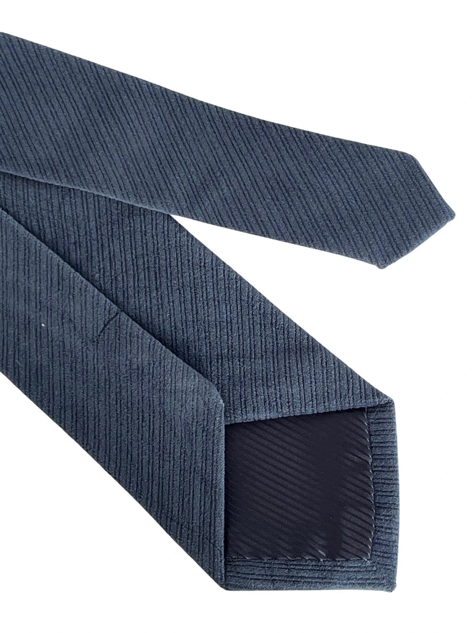 Midnight Grey Dark Indigo Ink Blue Velvet Feel Tie - Handmade Velvet Finish Delivers Subtle Luxury And Confidence by Frederick Thomas Handmade Mens Ties