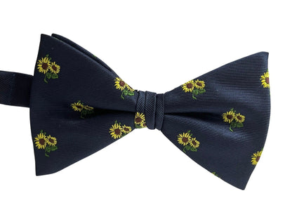 Navy Dark Blue Adult Bow Tie - Sunflower Design For A Bold, Elegant Formal Look Today by Frederick Thomas Handmade Mens Ties