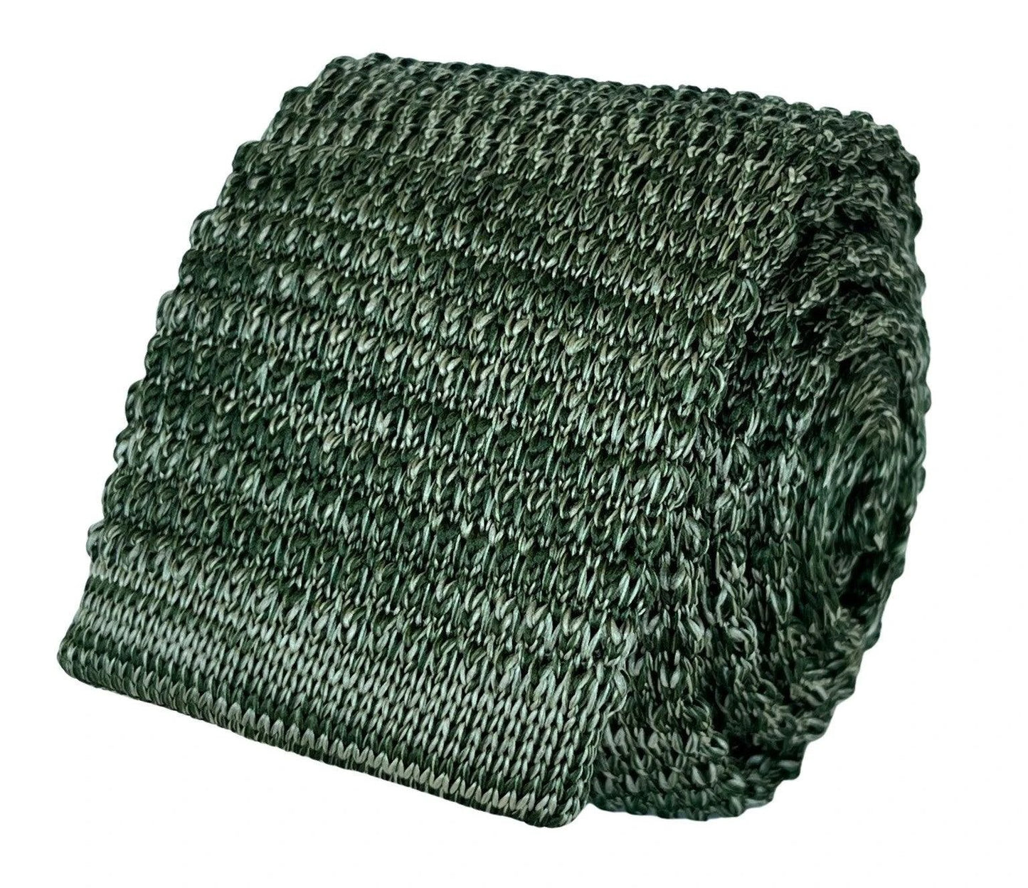 Frederick Thomas Knitted Tie - Refined Khaki Olive Army Green With White Speckles For Contemporary Luxe Look by Frederick Thomas Handmade Mens Ties