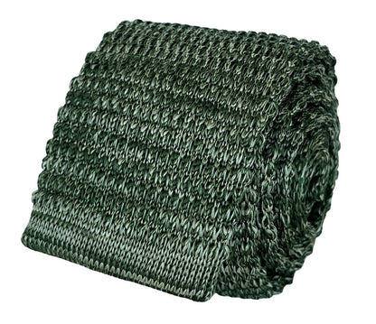 Frederick Thomas Knitted Tie - Refined Khaki Olive Army Green With White Speckles For Contemporary Luxe Look by Frederick Thomas Handmade Mens Ties