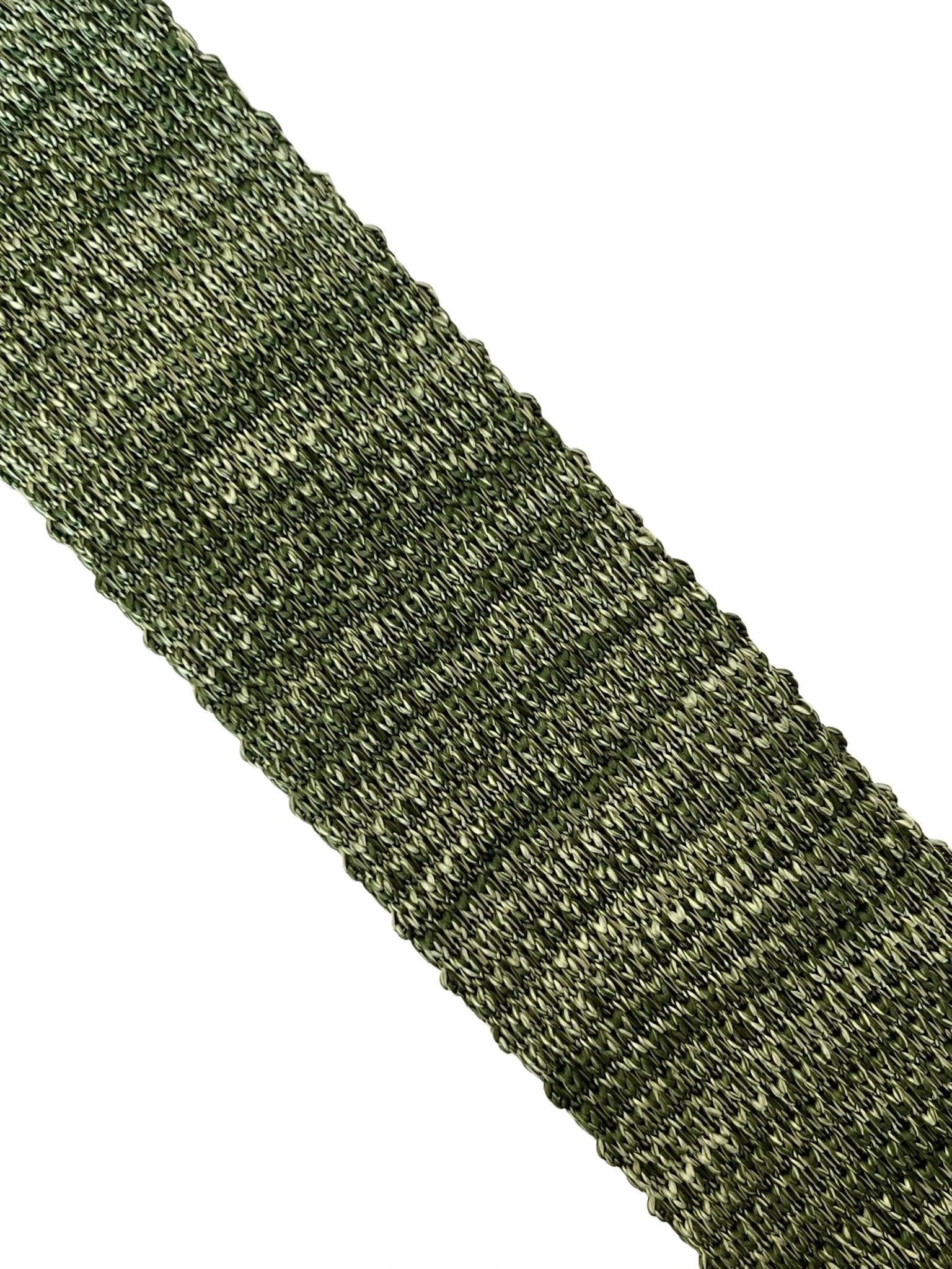 Frederick Thomas Knitted Tie - Refined Khaki Olive Army Green With White Speckles For Contemporary Luxe Look by Frederick Thomas Handmade Mens Ties