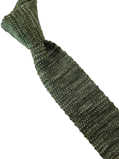 Frederick Thomas Knitted Tie - Refined Khaki Olive Army Green With White Speckles For Contemporary Luxe Look by Frederick Thomas Handmade Mens Ties