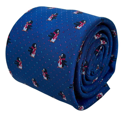 Frederick Thomas Navy Blue Penguin Tie With Glitter Dots Festive Pattern by Frederick Thomas Handmade Mens Ties