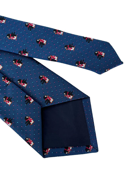 Frederick Thomas Navy Blue Penguin Tie With Glitter Dots Festive Pattern by Frederick Thomas Handmade Mens Ties
