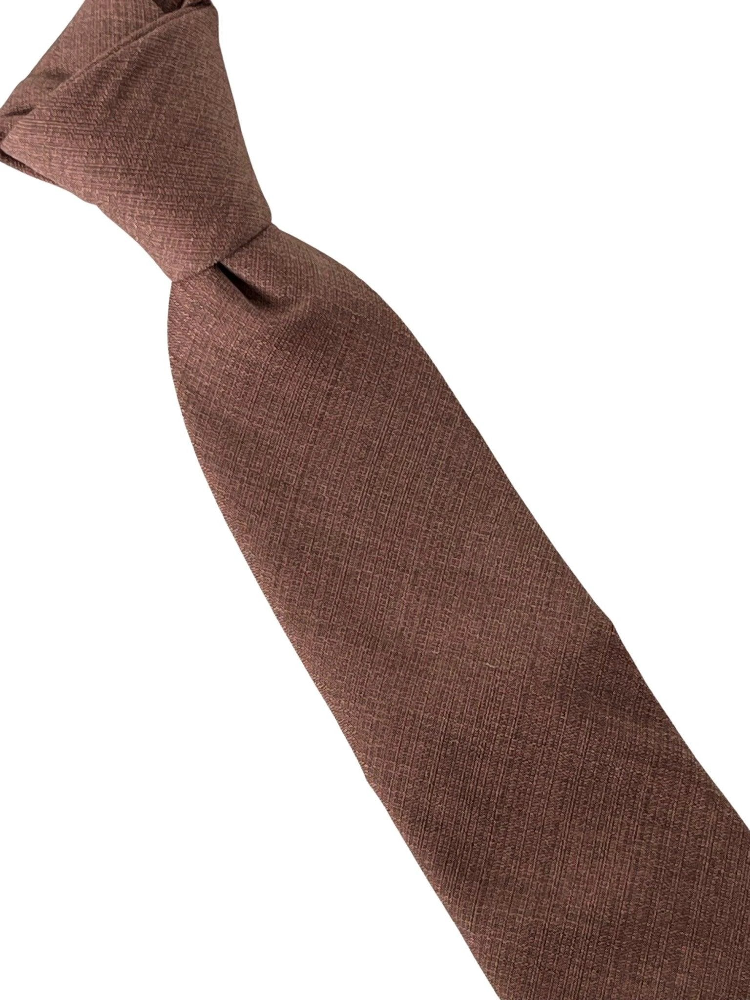 Matching Dusty Earthy Red Brick Bamboo Tie And Pocket Square - Handcrafted Luxury Set For Charcoal Navy And Grey Suits by Frederick Thomas Handmade Mens Ties