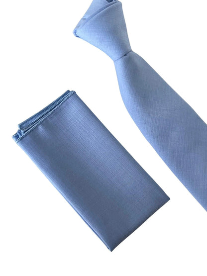 Frederick Thomas Matching Light Baby Dusky Pale Blue Bamboo Tie And Pocket Square - Sustainable Bamboo Tie Set by Frederick Thomas Handmade Mens Ties