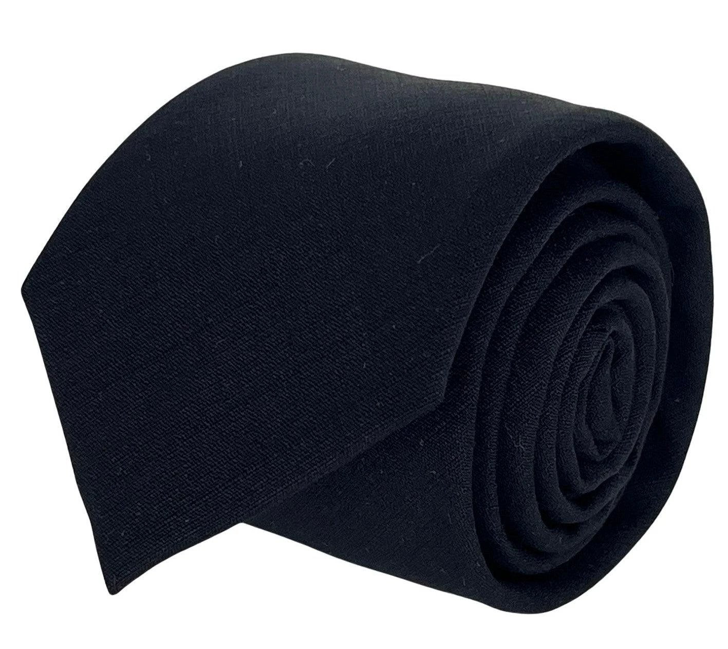 Matching plain black bamboo tie and pocket square by Frederick Thomas Handmade Mens Ties