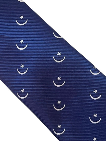dark royal blue tie with crescent moon and star Ottoman religious symbol design by Frederick Thomas Handmade Mens Ties